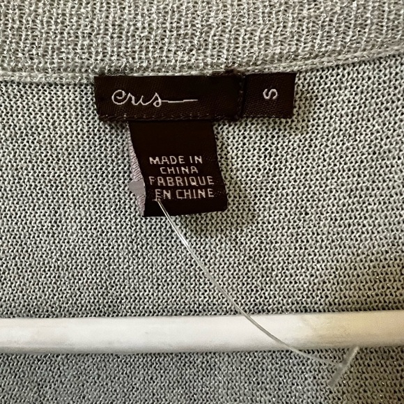 Anthropologie eris grey metallic Long sleeve blouse tunic silk blend vneck S - Picture 4 of 6